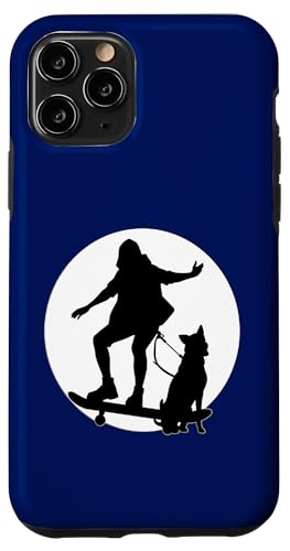 Hülle für iPhone 11 Pro Skater mit Hund Skateboard Vollmond Silhouette von Ralph Graf