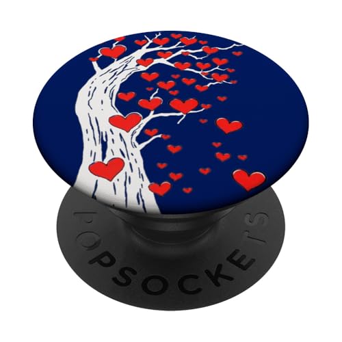 Rote romantische Herzen auf einem Baum PopSockets Klebender PopGrip von Ralph Graf