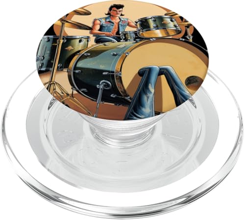 Vintage Drummer Comic Humor Musiker PopSockets PopGrip für MagSafe von Ralph Graf