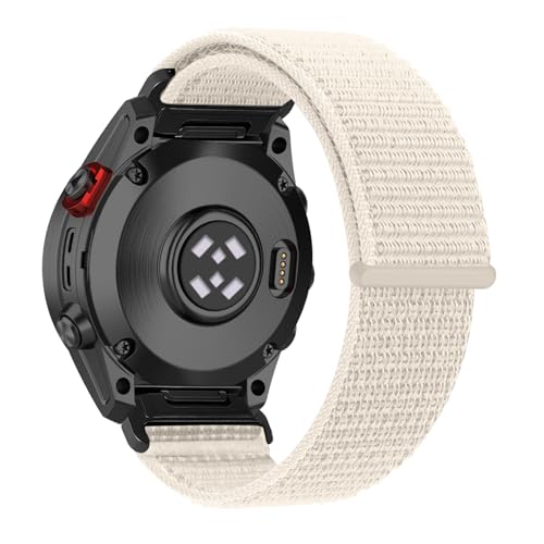 RanBluu QuickFit 22 mm Nylon Armband für Garmin fēnix 8 47mm/fēnix E/Fenix 7/Fenix 7 Pro/Fenix 6/6 Pro, Klettverschluss Ersatzarmband, Sport Loop Armbänder Kompatibel mit Garmin Epix 2, Cremefarben von RanBluu