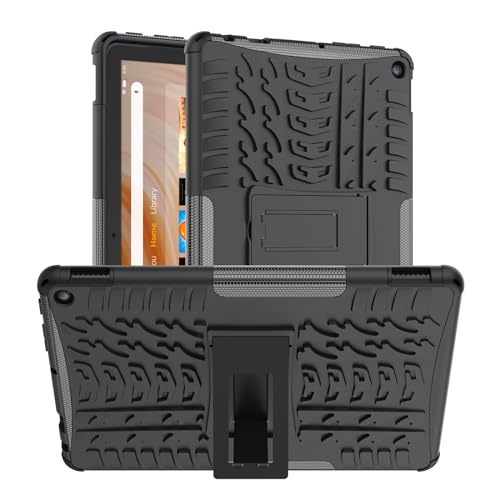 RanTuo Hülle für Amazon Fire HD 10 2023, Abnehmbares TPU+PC 2-in-1 Heavy-Duty Mix Gepanzerte Stoßfeste Case, Unsichtbare Halterung, Schutzhülle für Amazon Fire HD 10 2023.(Schwarz) von RanTuo