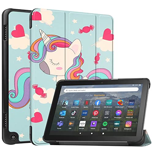 RanTuo Tablethülle für Amazon Fire HD 8 2024, PU-Aufkleberleder, Dünn, Staubdicht, Fallfeste Tablet-Hülle für Amazon Fire HD 8 2024.(Einhorn) von RanTuo