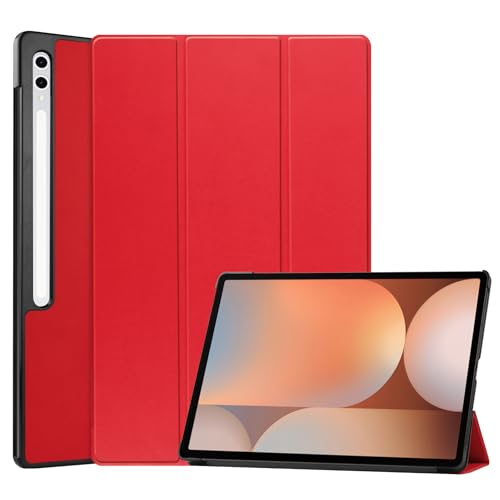 RanTuo Tablethülle für Samsung Galaxy Tab S10 Ultra, PU-Aufkleberleder, Dünn, Staubdicht, Fallfeste Tablet-Hülle für Samsung Galaxy Tab S10 Ultra.(Rot) von RanTuo