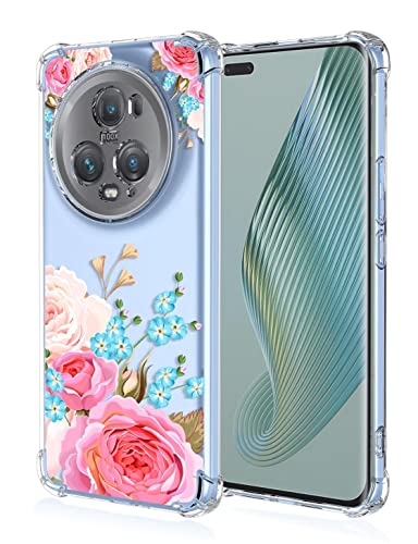 RankOne Hülle Geeignet für Honor Magic5 Pro 5G (6.81" Inches) Transparente TPU Silikon Farbzeichnungsmuster Case - Blumen 6 von RankOne