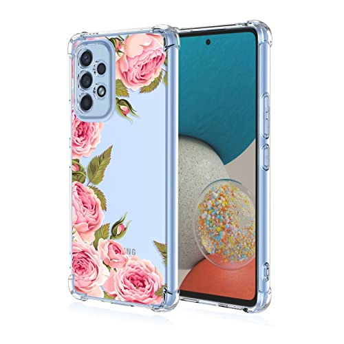 RankOne Hülle Geeignet für Samsung Galaxy A33 5G (6.4" Inches) Transparente TPU Silikon Farbzeichnungsmuster Case - Blumen 3 von RankOne