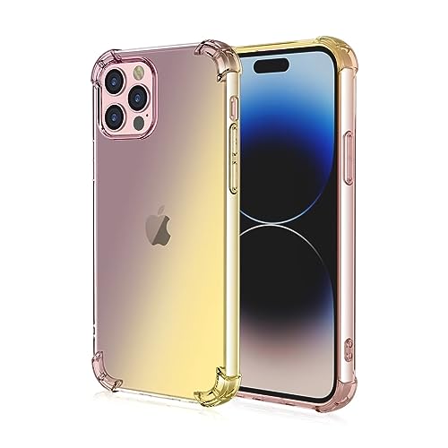 RankOne Hülle Geeignet für Smartphone, Compatible with iPhone 15 Pro Max (6.7" Inches) Transparente TPU Silikon Farbverlauf Color Case - Schwarzes Gold von RankOne