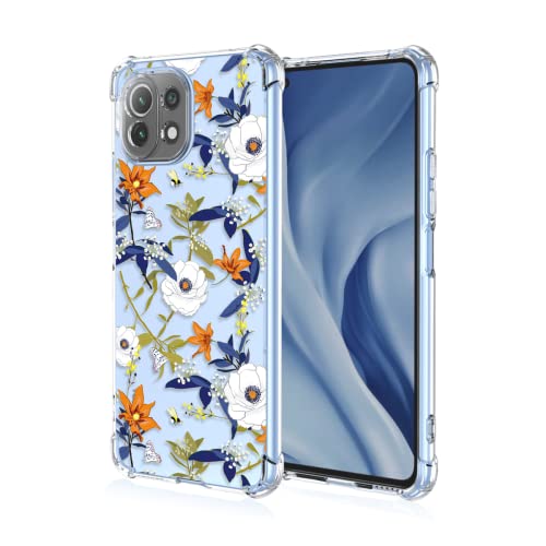 RankOne Hülle Geeignet für Xiaomi MI 11 Lite / 11 Lite 5G / 11 Lite 5G NE (6.55" Inches) Transparente TPU Silikon Farbzeichnungsmuster Case - Ahornblatt von RankOne