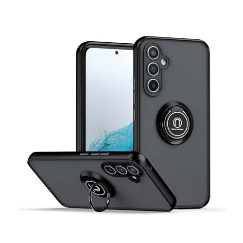 RankOne Hülle für Samsung Galaxy A16 5G / Samsung Galaxy A16 (4G) (6.7" Inches), Ring Stand Magnetischer Saugfuß Handyhülle Matt Transparent - Schwarz von RankOne