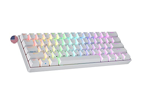 Ranked N60 Nova Mechanische 60 Prozent Tastatur | Hotswap Gaming Keyboard | 61 Programmierbare Tasten mit RGB Beleuchtung | PC/Mac Gamer | US American Layout (Weiß, Gateron Red) von Ranked