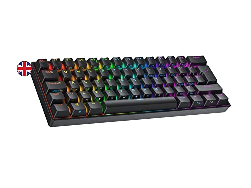 Ranked N60 Nova Mechanische 60 Prozent Tastatur | Hotswap Gaming Keyboard | 62 Programmierbare Tasten mit RGB Beleuchtung | PC/Mac Gamer | ISO UK Layout (Schwarz, Gateron Brown) von Ranked