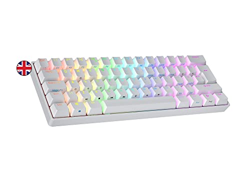 Ranked S60 Supernova Mechanische 60 Prozent Tastatur | Hotswap Gaming Keyboard | 62 Programmierbare Tasten mit RGB Beleuchtung | PC/Mac Gamer | ISO UK Layout (Weiß, Gateron Optical Blue) von Ranked