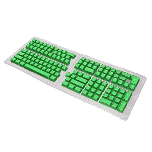 Rankomu ABS-Tastatur-Tastenkappen, 132 Tasten, ABS-OEM-Höhe, ergonomisches Design, DIY benutzerdefinierte Tastenkappen, transparent grün mit weißen Buchstaben, geeignet für mechanische Tastaturen von Rankomu