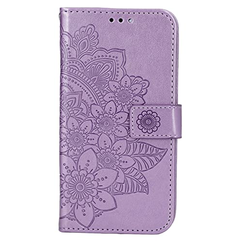 Rankomu Flip Wallet Phone Case Phone Wallet Case für iPhone 13, PU Leder Prägung Schutzhülle Flip Cover Kartenfach und Standfunktion Lila von Rankomu