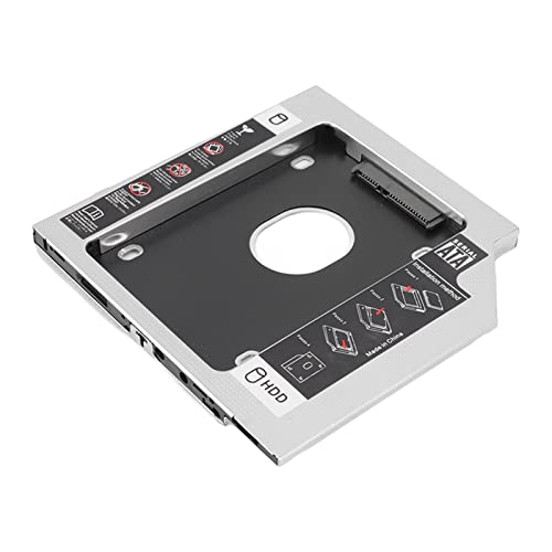 Rankomu HDD-Konverter 9,5 mm SATA auf SATA 2. SSD, HDD-Festplatten-Caddy, Aluminiumlegierung, SSD-Konverter für CD-DVD-ROM-Laufwerk, 2,5 Zoll, universeller HDD-Caddy von Rankomu