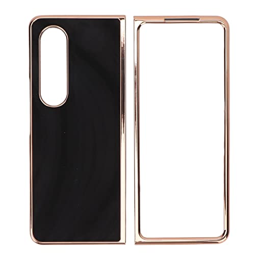 Rankomu Leder Handyhülle für Samsung Galaxy Z Fold 4, Nano Galvanik Kratzfeste Klappbare Handy Schutzhülle Schwarz Leder Design Galaxy Textur von Rankomu