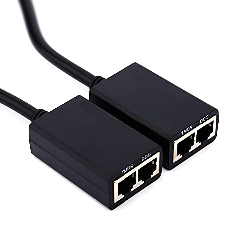 Rankomu Sender Cables HDMI über RJ45 CAT5e CAT6 LAN Ethernet Balun Extender, 30 m, Repeater für bis zu 1080P, Signalnetzwerkkabel, Sender und Empfängerkabel von Rankomu