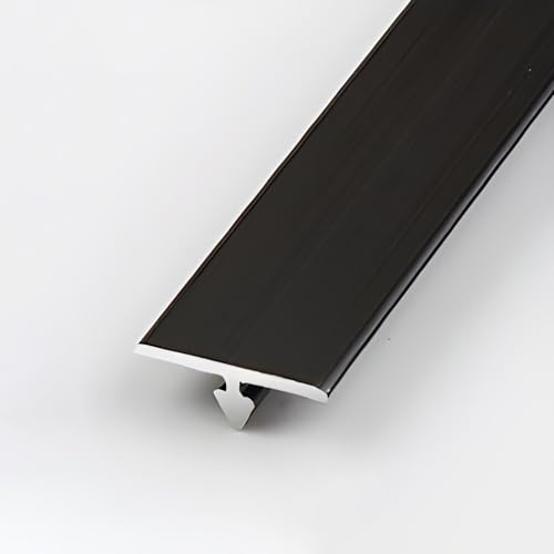 Raouoae 2 Stück 140cm Aluminium Bodenleiste Abschlussleiste Boden T Profil Übergangsprofil Übergangsleiste Für Perfekte Übergänge Zwischen Laminat Und Vinyl(Mattschwarz,Breite: 12mm) von Raouoae