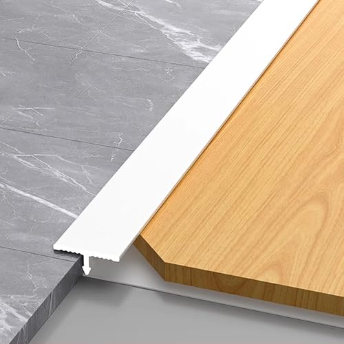 Raouoae T-Profil Übergangsprofil Für Bodenbeläge Floor Transition Strips 3 Stück 100cm Metallstreifen Perfekter Höhenausgleich Für Laminat, Parkett Und Vinyl(Weiß,Breite: 15 mm) von Raouoae