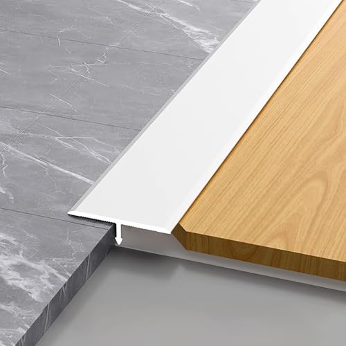 Raouoae T-Profil Übergangsprofil Für Bodenbeläge Floor Transition Strips 3 Stück 100cm Metallstreifen Perfekter Höhenausgleich Für Laminat, Parkett Und Vinyl(Weiß,Breite: 20 mm) von Raouoae