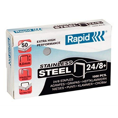 Rapid 24858300 Heftklammern 24/8mm Super Strong, rostfrei, 1000 Stück von Rapid