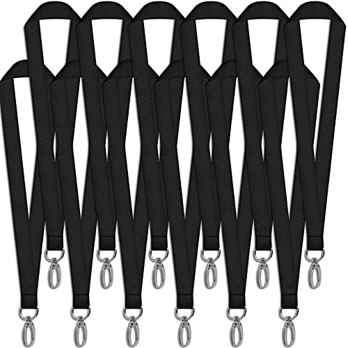 Lanyard Schwarz Lang, 12 Stück Abzeichen Lanyards, Neck Strap Lanyard Polyester Schlüsselband mit Swivel Schließe, Schlüsselbänder zum Umhängen Umhängeband Lanyards für Schlüssel, Büro ID Karte von Rapidbok