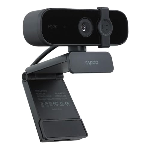 Rapoo XW2K Full HD 2K Webcam (4MP) 85° Sichtfeld, Autofokus, Rauschunterdrückung, USB-Anschluss, Kamera-Abdeckung, für Skype, FaceTime, Hangouts, Zoom, usw., PC/Mac/ChromeOS/Android von Rapoo