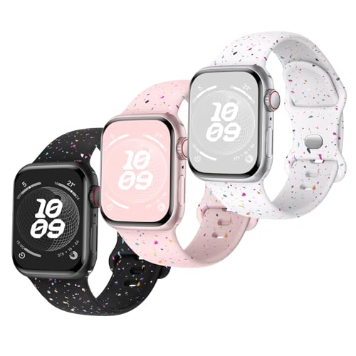 3er Stück Band für Apple Watch Armband 41mm 40mm 38mm 46mm 42mm 45mm 44mm 49mm, Silikon Band Kompatibel mit Apple Watch 10 SE 9 8 7 6 5 4 3 2 1 Ultra von Raradev