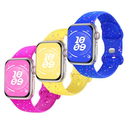 3er Stück Band für Apple Watch Armband 41mm 40mm 38mm 45mm 44mm 42mm, Silikon Band Kompatibel mit Apple Watch SE 9 8 7 6 5 4 3 2 1 von Raradev