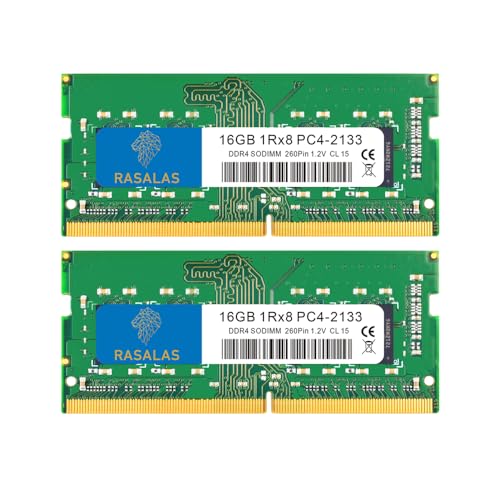 RASALAS 32GB Kit (2X 16 GB) DDR4 2133 MHz PC4-17000 Non-ECC ungepuffert 1,2 V CL15 1Rx8 PC4-2133P Sing 1 x 16 GB Laptop RAM Upgrade 16GB… von Rasalas