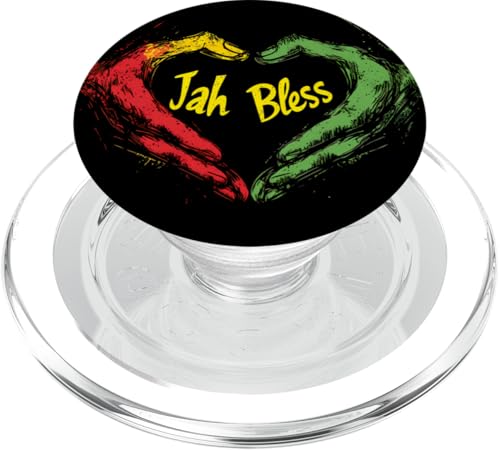 Jah Bless Up Rasta Reggae Musik Hand Herz Rastafari PopSockets PopGrip für MagSafe von Rasta Reggae Roots