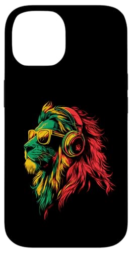 Rasta Reggae Kopfhörer DJ Lion Of Judah Jamaican Hülle für iPhone 14 von Rasta Reggae Roots