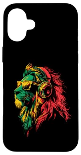 Rasta Reggae Kopfhörer DJ Lion Of Judah Jamaican Hülle für iPhone 16 Plus von Rasta Reggae Roots