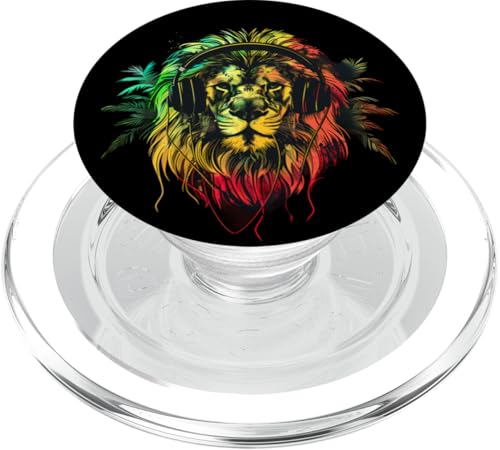 Rasta Reggae Lion Of Judah Jamaican Reggae Music Kopfhörer PopSockets PopGrip für MagSafe von Rasta Reggae Roots