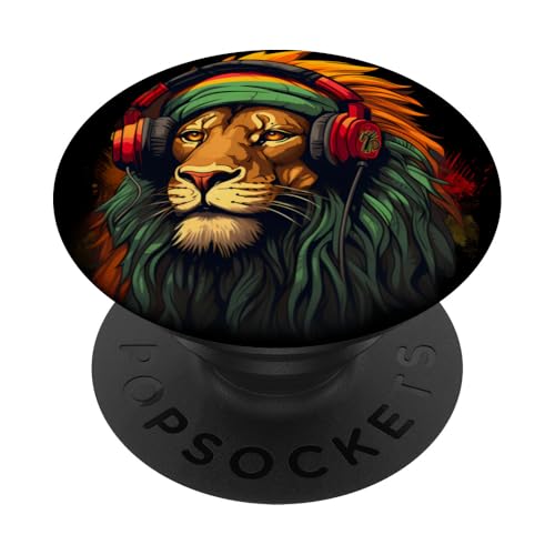 Rasta Reggae Lion Rastafarian Pride Reggae-Musik aus Jamaika PopSockets Klebender PopGrip von Rasta Reggae Roots