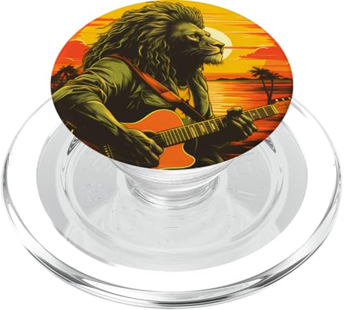 Rasta Reggae Löwe Jamaika Sonnenuntergang Rasta Pride Reggae Musik PopSockets PopGrip für MagSafe von Rasta Reggae Roots