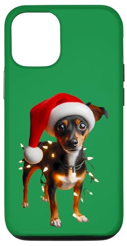 Hülle für iPhone 12/12 Pro Rat Terrier Weihnachtsmannmütze Weihnachtsbeleuchtung Hundebesitzer Mama Papa von Rat Terrier Christmas Products