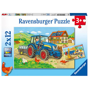 Ravensburger Baustelle und Bauernhof Puzzle, 2 x 12 Teile von Ravensburger