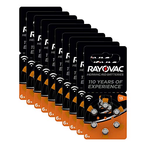 RAYOVAC Hörgerätebatterien, Batterien Knopfzellen für Hörgerät, 60 Stück, Größe 13 von Rayovac