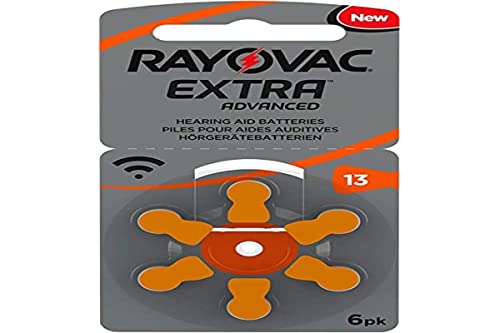 Rayovac Extra Advanced Zink Luft Hörgerätebatterie (in der Größe 13er Pack Frustfrei-Pack, mit 60 Batterien, geeignet für Hörgeräte Hörhilfen Hörverstärker) orange von Varta