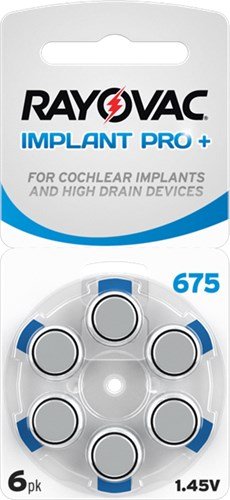 Implant Pro + PR44/675 - Zink-Luft Hörgeräte-Knopfzelle von Rayovac
