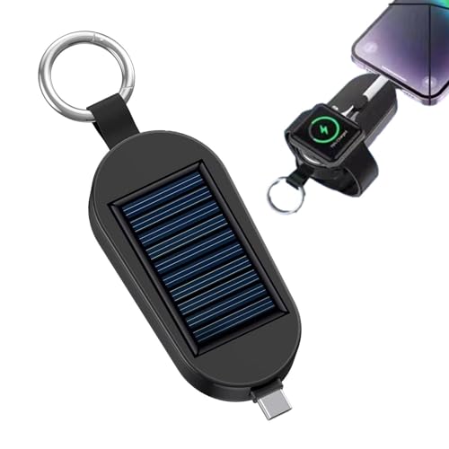 Solar Schlüsselanhänger Handy - Solar Ladegerät Handy,3000 MAh Tragbare Mobile Solar-Powerbank,Solar Powerbank Schlüsselanhänger,3000 MAh Schlüsselanhänger Für Reisen Im Freien,Camping(Black) von Raypontia
