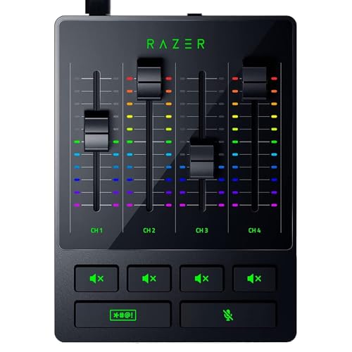 Razer Audio Mixer (Analoger Audio-Mixer, 4-Kanal-Schnittstelle mit Stumm-Tasten, XLR-Eingang, Plug and Play) von Razer