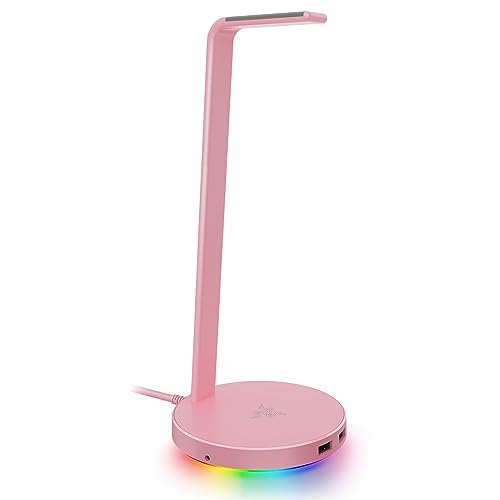Razer Base Station V2 Chroma (Quartz) - Headset-Ständer mit USB-Hub und RGB-Beleuchtung (mit 7.1 Surround Sound, Integrierter Kopfhörer-Halter, Rutschfester Standfuß) Pink, Rosa von Razer