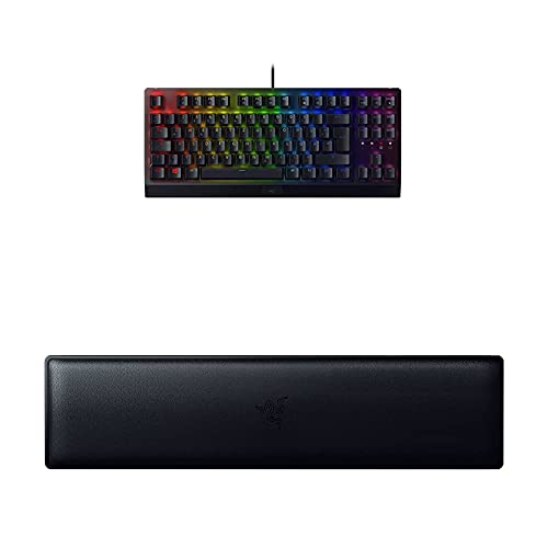 Razer Bundle BlackWidow V3 Tenkeyless (Green Switch) - Kompakte Gaming Tastatur im QWERTZ, DE-Layout + Ergonomische Handballenauflage für Tastaturen ohne Ziffernblock | Schwarz von Razer