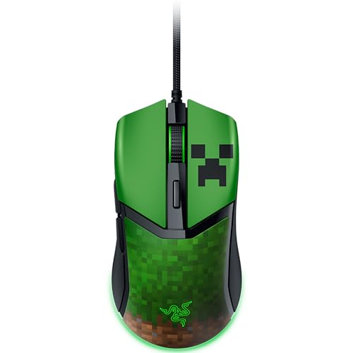 Razer Cobra Minecraft Edition - Leichte kabelgebundene Gaming-Maus - 8500 DPI Sensor (58g, optische Mausschalter 3th Gen, Chroma-Beleuchtung mit Gradient Underglow, Speedflex-Kabel) Minecraft von Razer