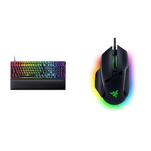 Razer Huntsman V2 (Red Switch) - Praktisch latenzfreie Optische Gaming-Tastatur & Basilisk V3 - Kabelgebundene, anpassbare Gaming Maus mit Chroma RGB für PC/Mac von Razer