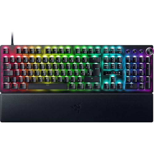 Razer Huntsman V3 Pro (analoger Schalter) – Optische Gamer-Tastatur (Schnellspanner, analoger Schalter einstellbar von 0,1 bis 4,0 mm, PBT Doubleshot-Tasten) AZERTY-Tastatur, Schwarz von Razer