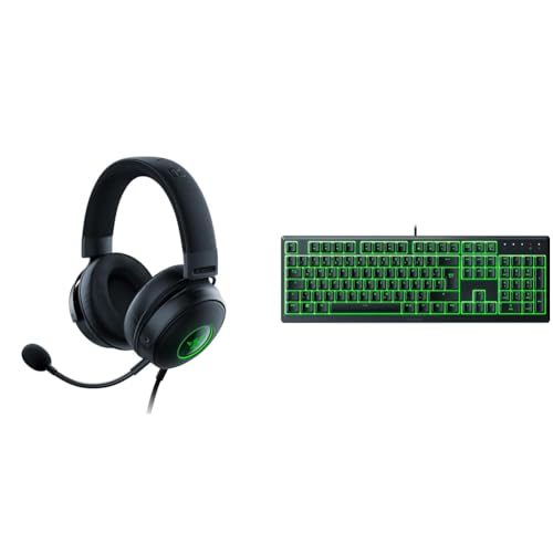 Razer Kraken V3 - Kabelgebundenes USB Gaming Headset Chroma RGB & Ornata V3 X - Flache Membran-Tastatur mit Chroma RGB von Razer