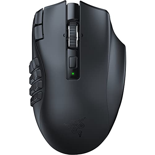 Razer Naga V2 HyperSpeed - Ergonomische Kabellose MMO Gaming Maus (19 Programmierbaren Tasten, Wireless 2,4 GHz, Bluetooth, Bis zu 250 Stunden, Focus Pro 30K Optischer Sensor) Schwarz von Razer