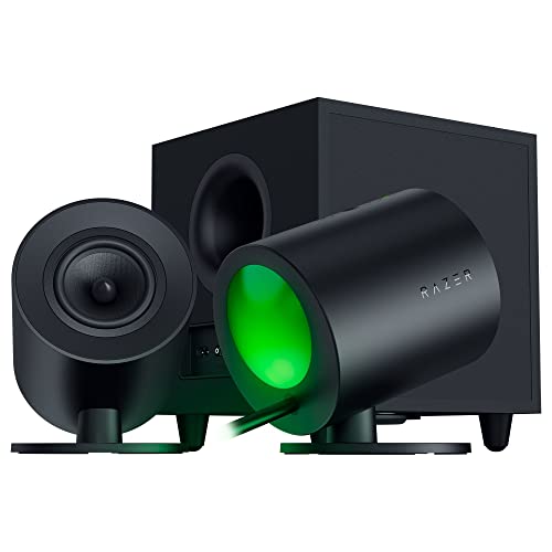 Razer Nommo V2 - Full-Range-2.1-Gaming-Lautsprecher für PC mit kabelgebundenem Subwoofer (3-Zoll-Full-Range-Treiber mit Aluminium-Phase-Plugs, THX Spatial Audio) Schwarz von Razer